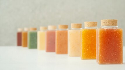 Colorful Juices and Smoothies in Square Bottles