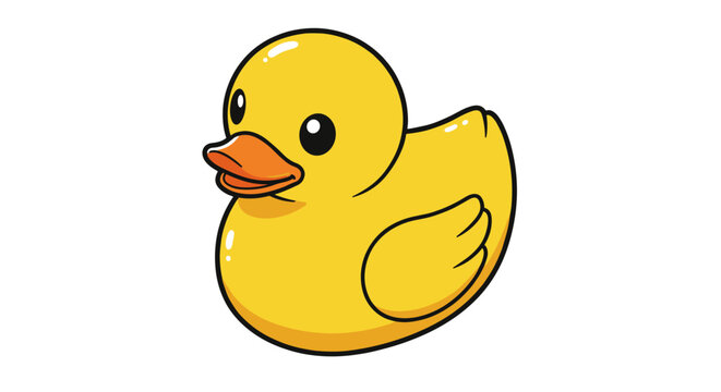 Cute rubber duck vector illustration in cartoon style for kids' designs and toys