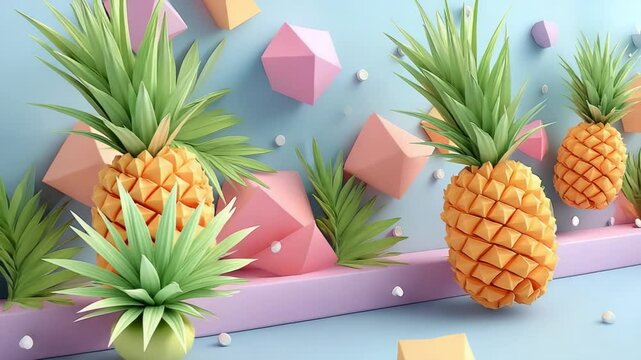 Colorful pineapples and geometric shapes