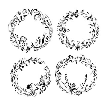 A black and white outline of a blooming flower with detailed petals and leaves. 