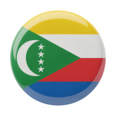 Fototapeta premium Glossy Round Comoros Flag Badge - A 3D Button Design Featuring the National Flag