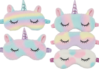 Rainbow Unicorn Sleep Masks A Collection of Pastel Dreams isolated on transparent background