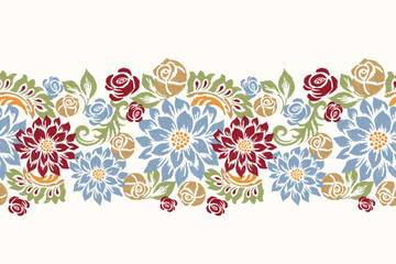 Ikat floral seamless pattern vector illustration 