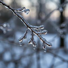 Winter Wonderland Stunning IceCoated Branch Photography