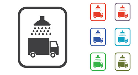 Mobile phone and transport vector icon set with truck, button, and symbol design for web communication