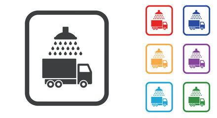 This set of transportation icons features diverse vehicles like cars, trucks, buses, trains, airplanes, and ships, perfect for illustrating travel and delivery