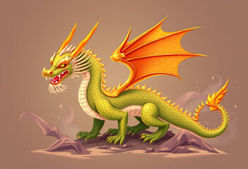 Obraz premium Whimsical Cartoon Dragon – Colorful Fantasy Character for Kids & Creatives