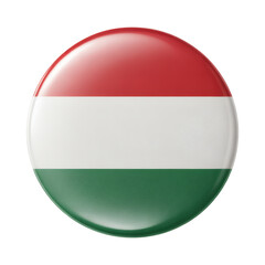 Fototapeta premium Glossy Round Hungarian Flag Badge - A Button-Shaped Patriotic Emblem