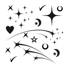 Sparkling Stars, Moons, and Symbols A Collection of Vector Illustrations