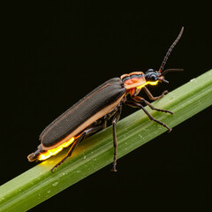 CloseUp of a Firefly on a Blade of Grass