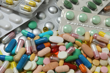 blisters with tablets, tablets, on a yellow background