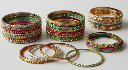 colorful bracelet isolated on white - bangles 
