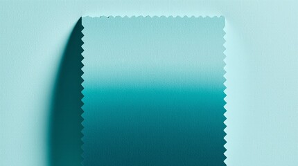 Rectangular teal textile swatch with pinked edges and a soft vertical gradient, great for fashion, fabric, or color design themes.
