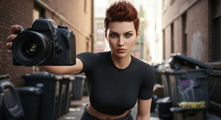 Naklejka premium young man lifting weights in gym