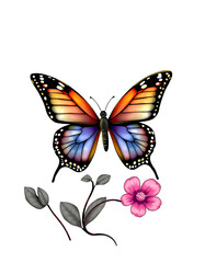 Obraz premium Radiant Butterfly and Blooming Flower – A Colorful Tribute to Nature's Elegance