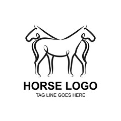 Elegant Horse Logo Design Double Horse Silhouette for Branding