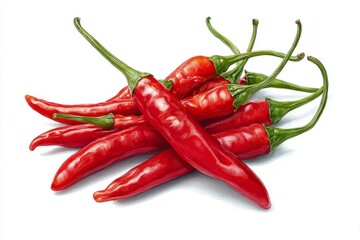 a group of four red peppers. red hot pepper peppers. a close up picture of some red peppers