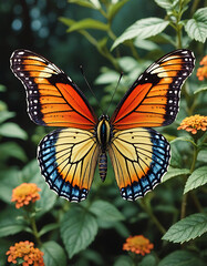 Fototapeta premium Monarch Butterfly on Orange Blossom – Stunning Macro of Nature’s Elegance