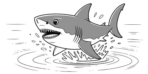 stylized marlin fish vector illustration leaping from water with dynamic splashes in ocean theme for marine designs