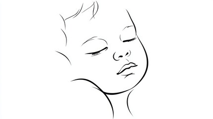 Minimalist line drawing of a peacefully sleeping baby, ideal for baby care branding or promotion