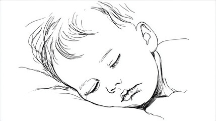 Minimalist line drawing of a peacefully sleeping baby, ideal for baby care branding or promotion
