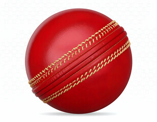 A vibrant red cricket ball stitched with anticipation for the next match under bright diffused