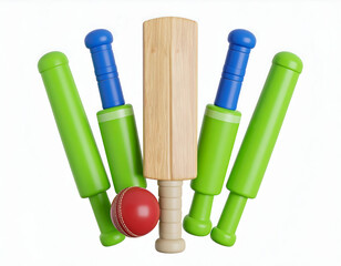A vivid cricket game setup promising runs and wickets anticipation hanging in the air with bright
