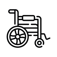 A modern outline icon of assisted wheelchair mobility