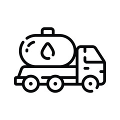 Premium linear icon of fuel oil tanker truck