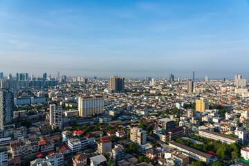 Fototapeta premium Bangkok residential area city view at daytime.