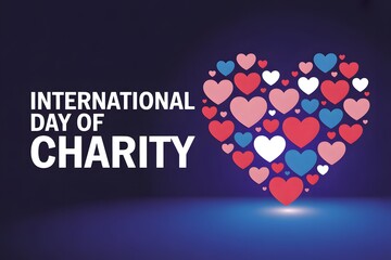 International day of charity heart shape illustration with colorful hearts design