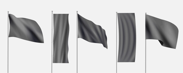 Black empty waving flag template vector set © arturaliev