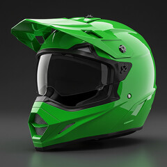 Bright Green Motorcycle Helmet Detailed 3D Render