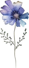 Vector Watercolor painted flower. Hand drawn flower design elements isolated on white background.