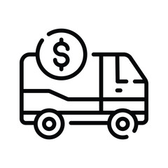 Easy to edit outline icon of secure bank van