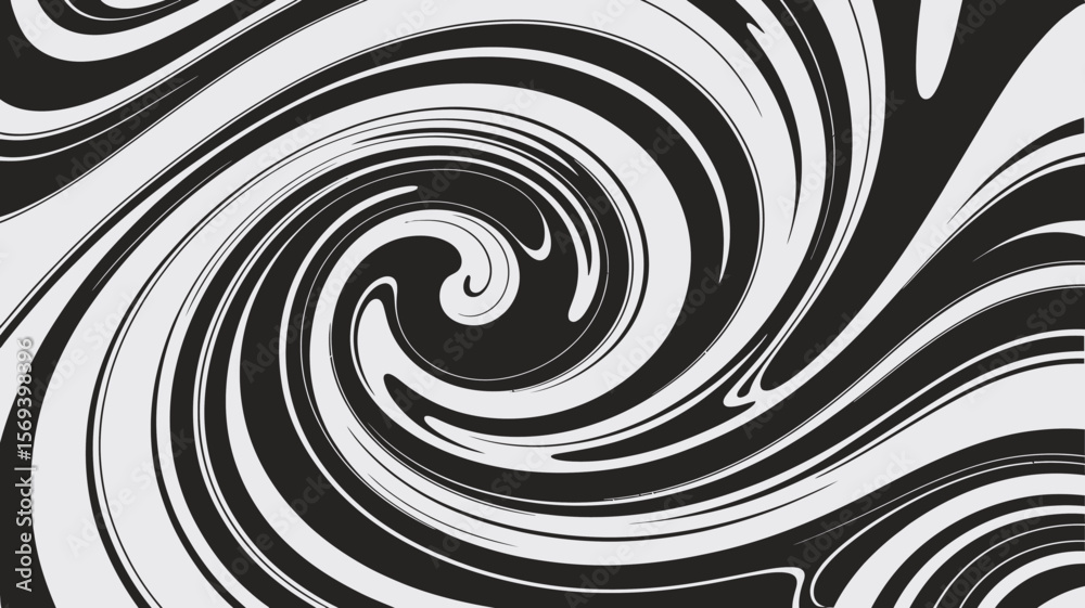 Poster a swirling pattern of black and white lines creating a dynamic and abstract visual composition art