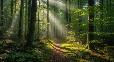 Fototapeta premium sun rays in the forest