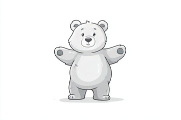 Naklejka premium digital art selected for the #. a white bear with a black outline on it's chest. a teddy bear sitting on top of a white background