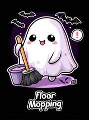 digital art selected for the #. a cartoon ghost with a broom and a broom. a stuffed animal with a cartoon character on it