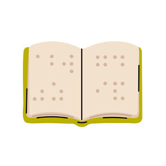 Open braille book isolated on white background, ideal for accessibility, inclusive reading, or education for the blind