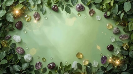 Natural arrangement of smooth sea pebbles and scattered leaves on a sandy surface with copy space, creating a serene, minimalist composition perfect for themes of relaxation, nature, and tranquility
