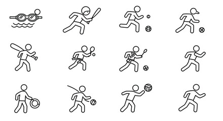 Collection of diverse cartoon animal and people doodle icons