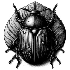 black beetle on white background