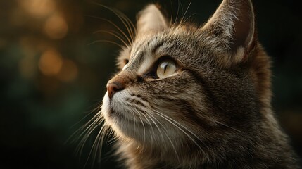 Sunlit feline intense gaze