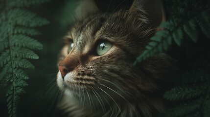 Tabby cat gazes longingly