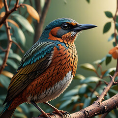 Colorful Songbird Perched on Branch – Vibrant Wildlife in Natural Habitat