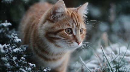 Tabby explores winter garden