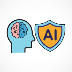 Human + Machine Collaboration Icon in black and white background – AI Partnership and Integration color icon, Vector Illustration