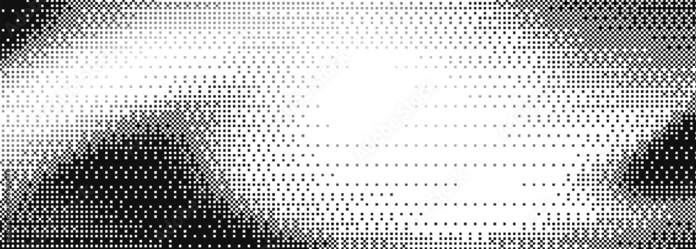 Poster pixel art gradient background for retro game design - black to white halftone transition with dotted