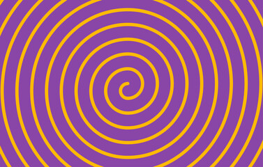 Retro Swirl, Twirl candy halloween Background. Hypnotic purple and yellow orange spiral. Abstract psychedelic pattern. Trick or treat.
